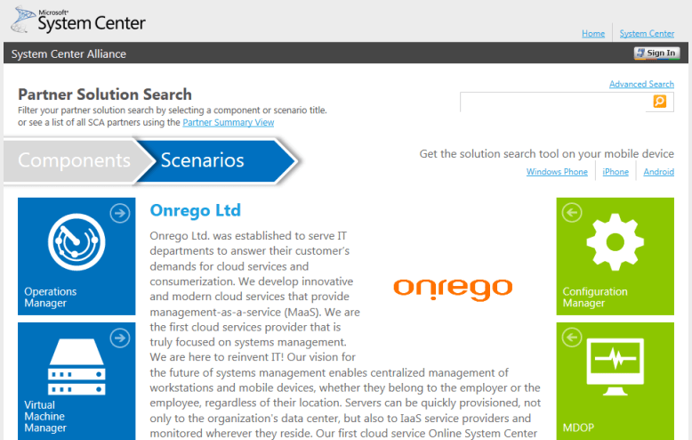 Onrego System Center Alliance