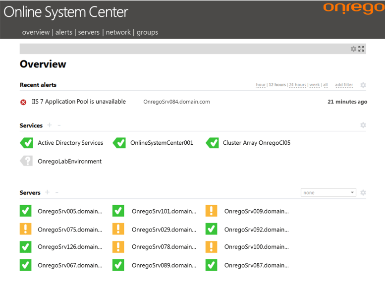 Onrego Dashbard for System Center Operations Manager